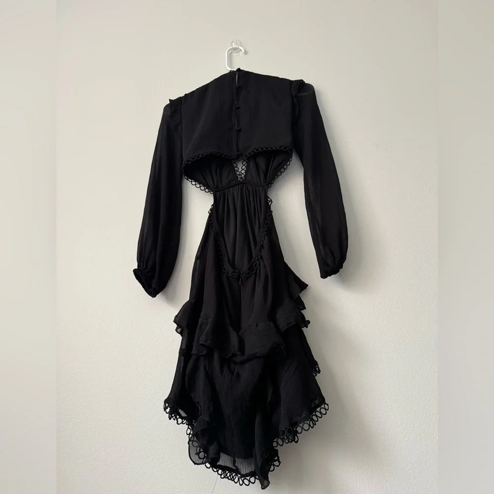 ASOS DESIGN mini dress with long sleeve and circle trim Sz 0 - Picture 9 of 12